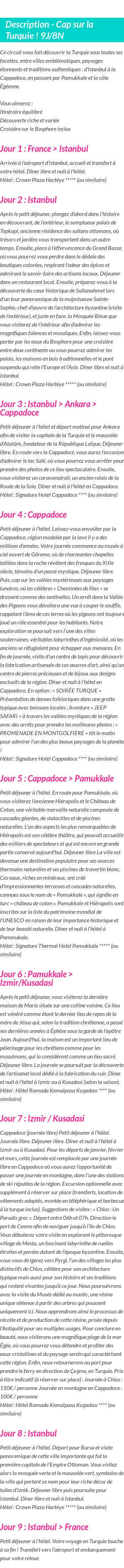 Détails du séjour
