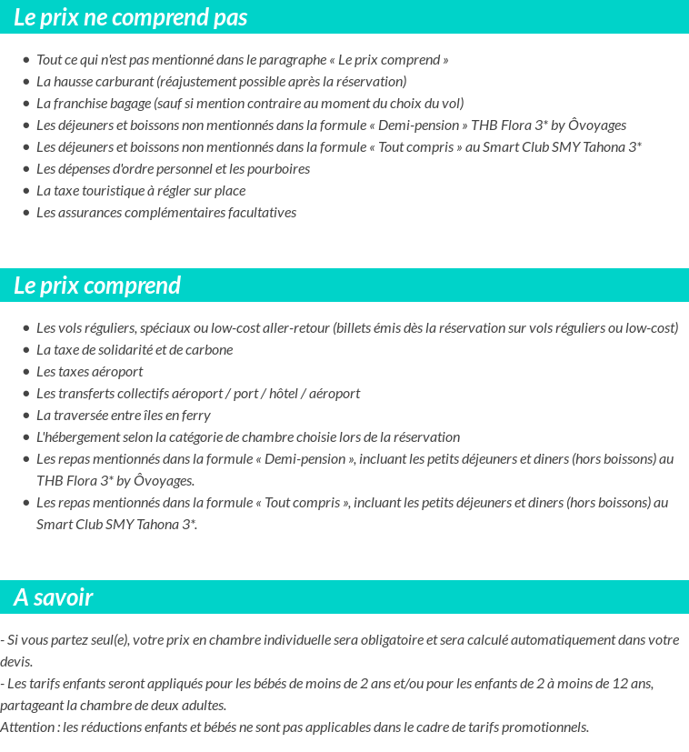 Conditions tarifaires