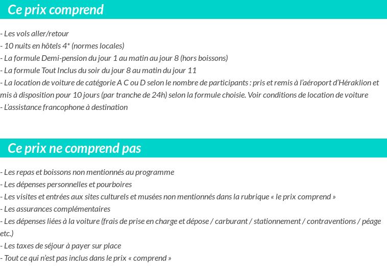 Conditions tarifaires