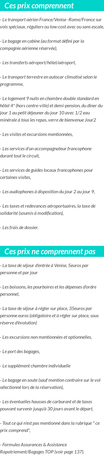 Conditions tarifaires