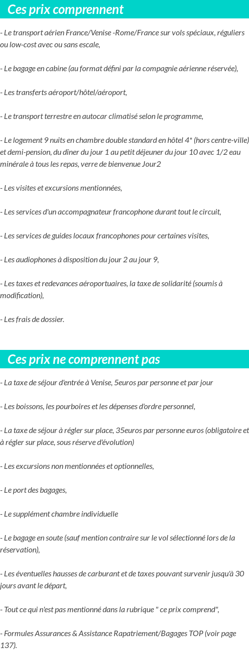 Conditions tarifaires
