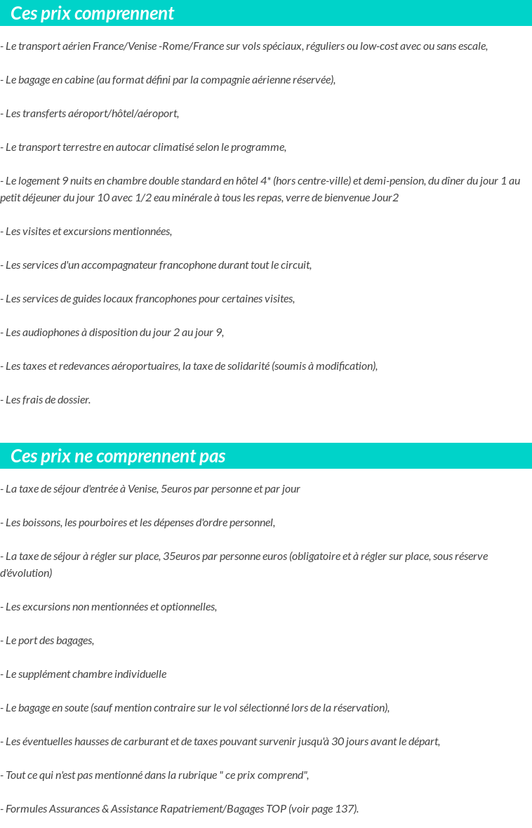 Conditions tarifaires
