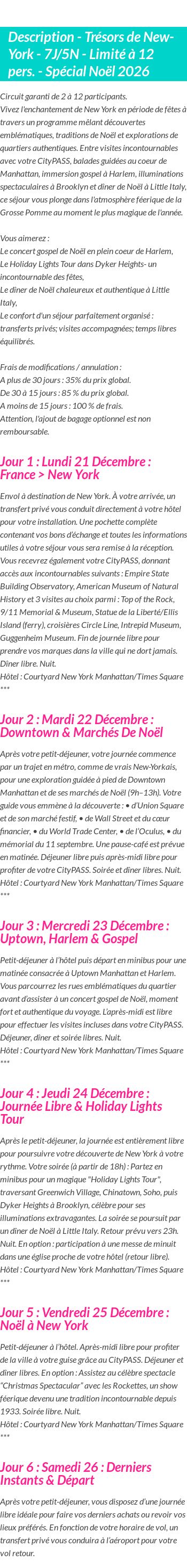 Détails du séjour