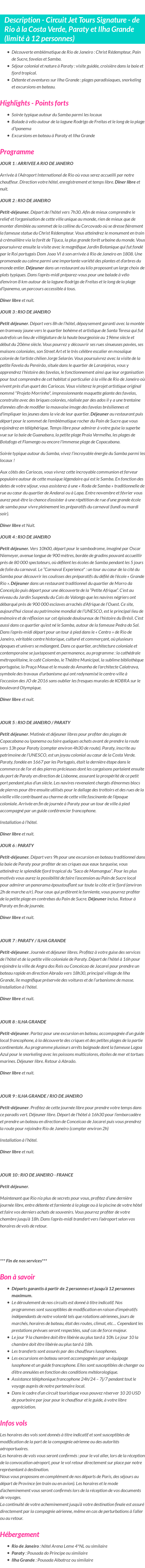 Détails du séjour