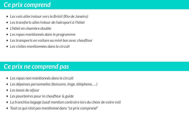 Conditions tarifaires