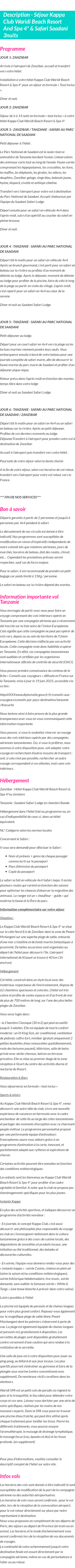 Détails du séjour