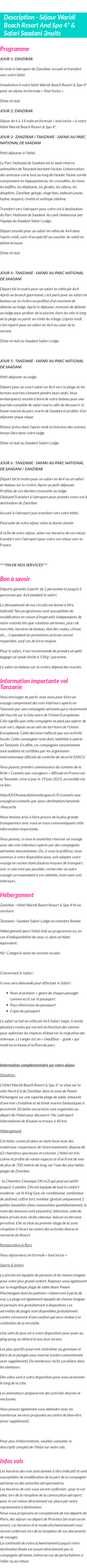 Détails du séjour