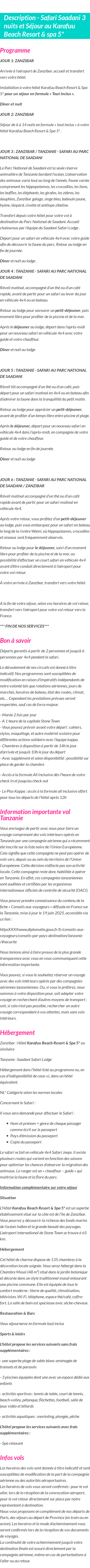 Détails du séjour
