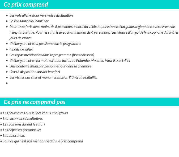Conditions tarifaires