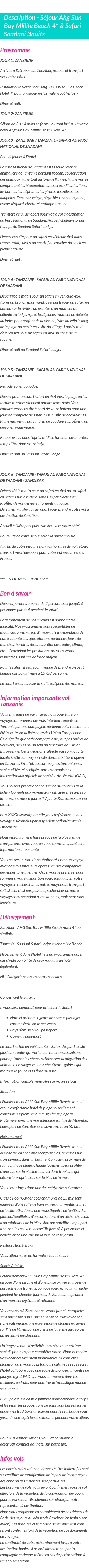 Détails du séjour