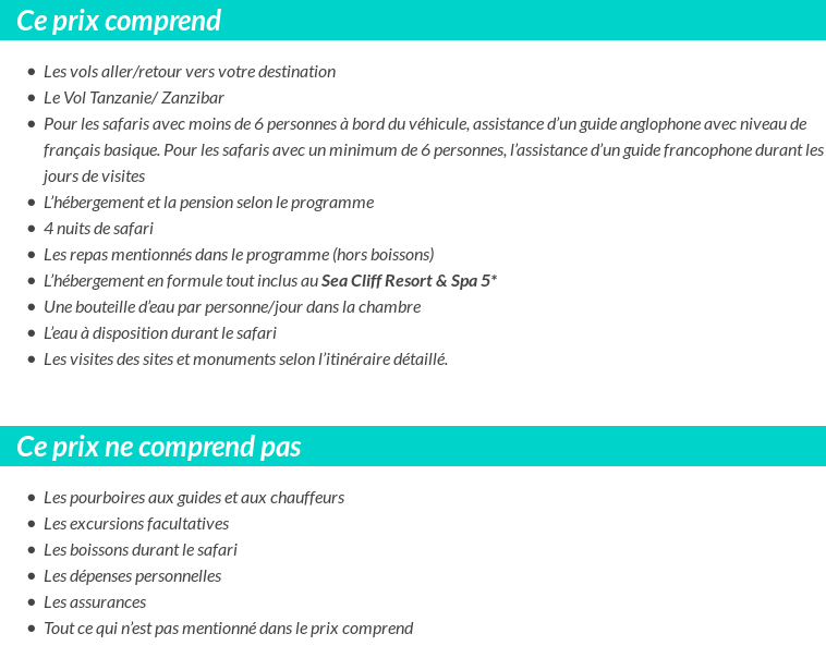 Conditions tarifaires