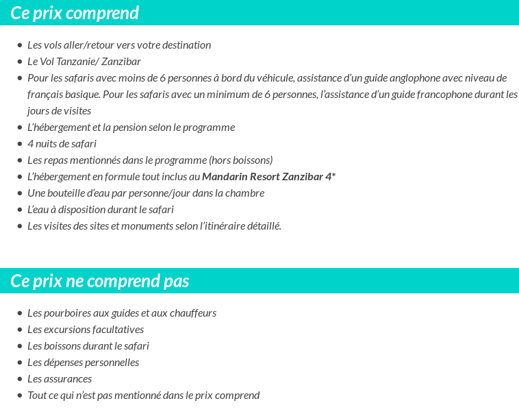 Conditions tarifaires