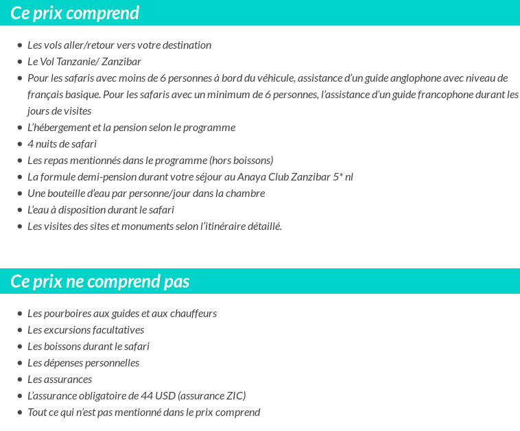 Conditions tarifaires
