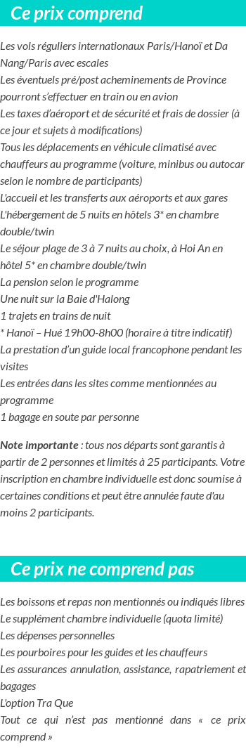 Conditions tarifaires