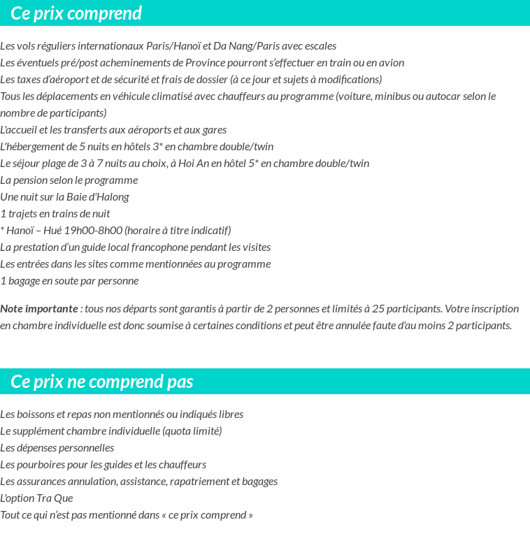 Conditions tarifaires