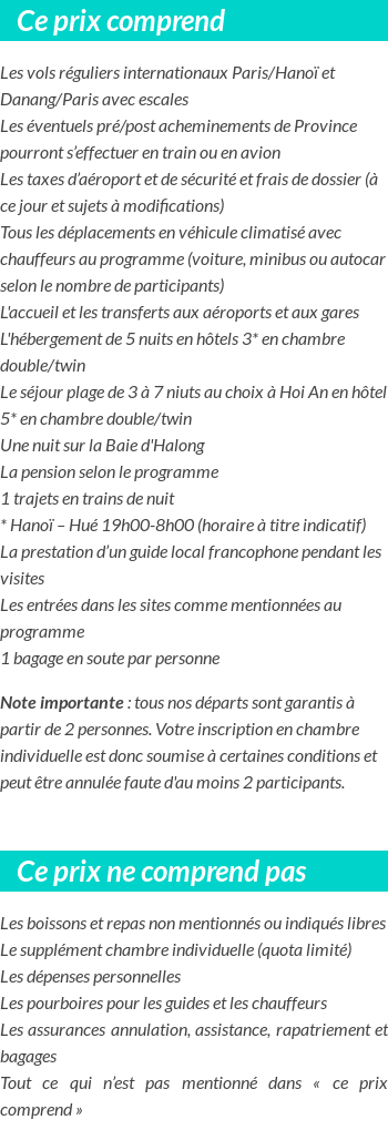 Conditions tarifaires