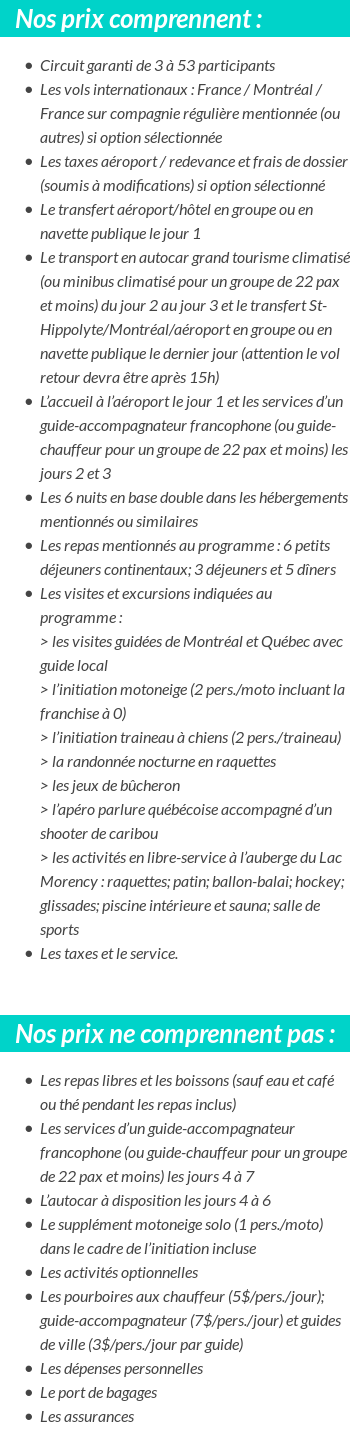 Conditions tarifaires