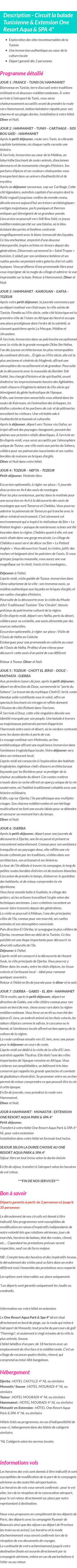 Détails du séjour