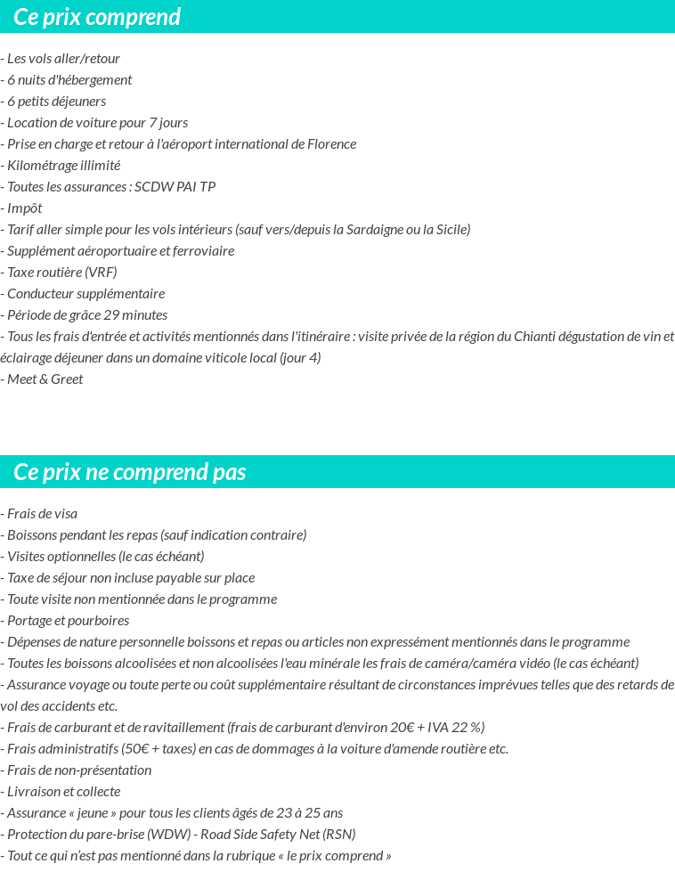 Conditions tarifaires