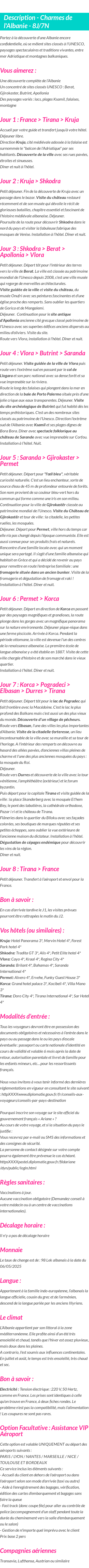 Détails du séjour