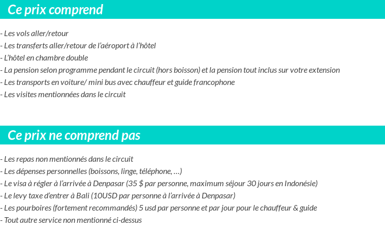 Conditions tarifaires