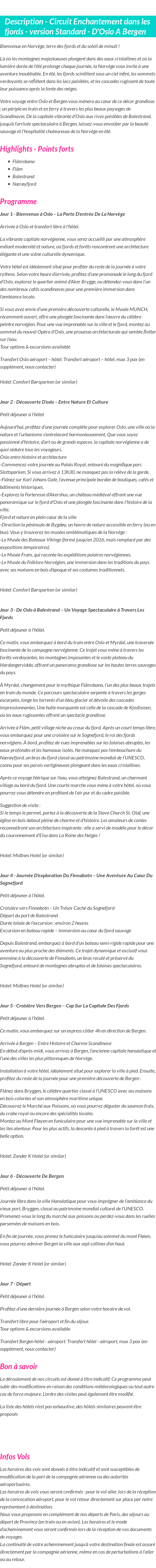 Détails du séjour