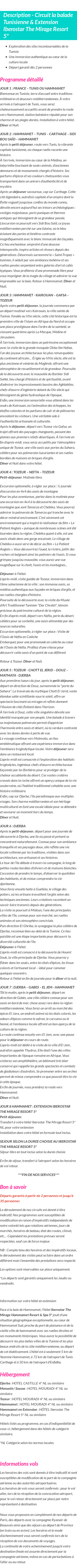 Détails du séjour