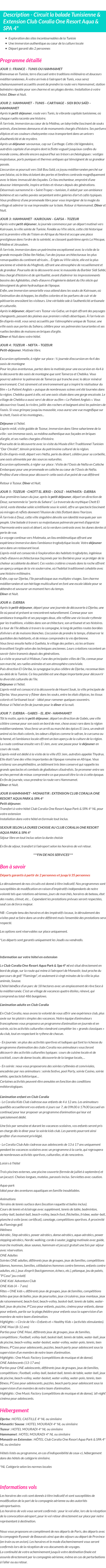 Détails du séjour