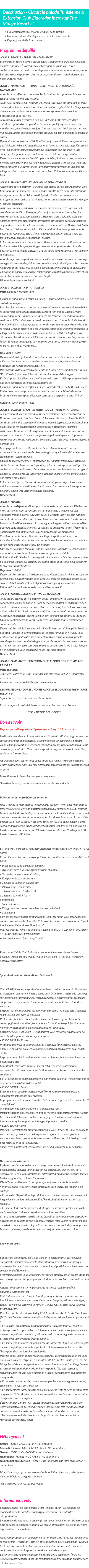 Détails du séjour