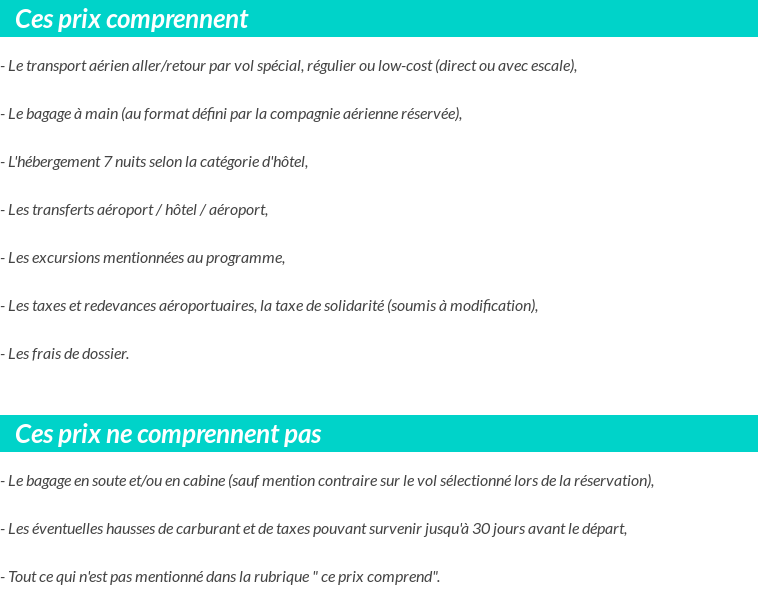 Conditions tarifaires