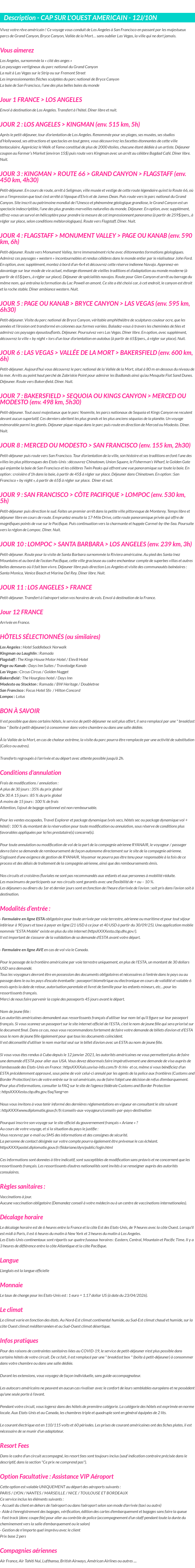 Détails du séjour
