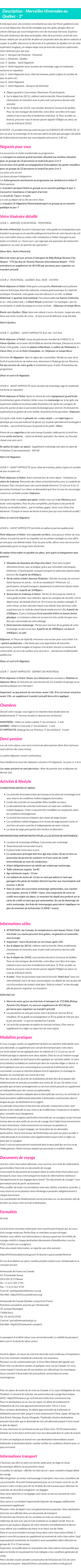 Détails du séjour