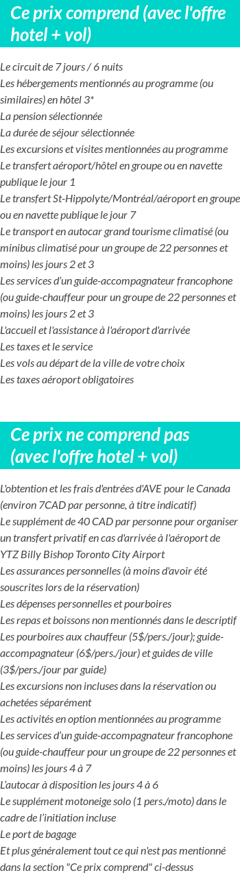 Conditions tarifaires