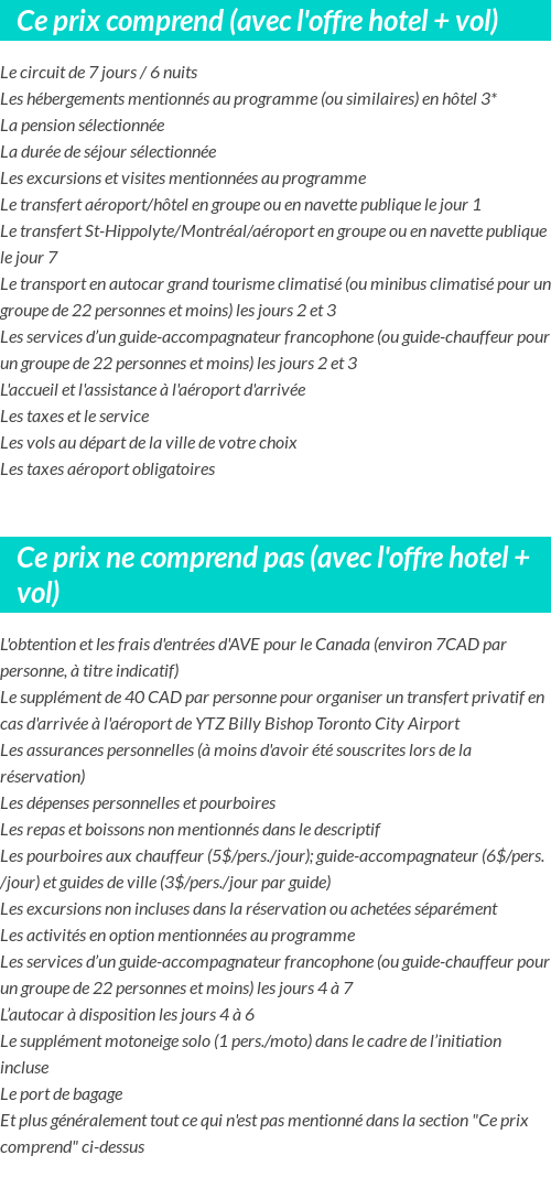 Conditions tarifaires