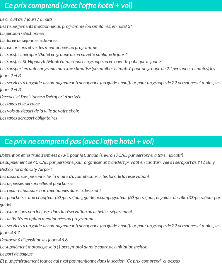 Conditions tarifaires