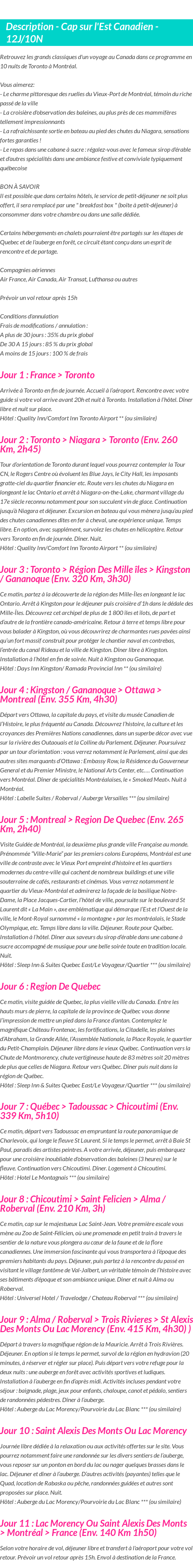 Détails du séjour