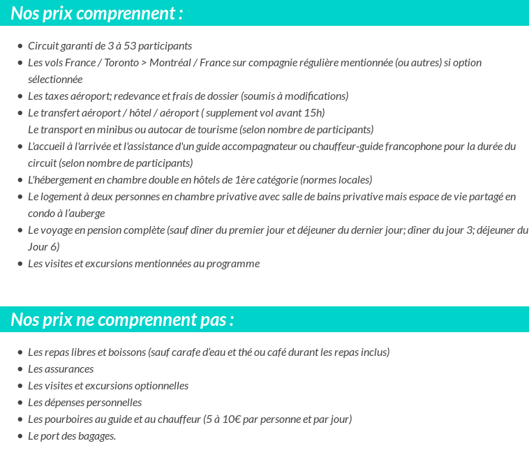 Conditions tarifaires