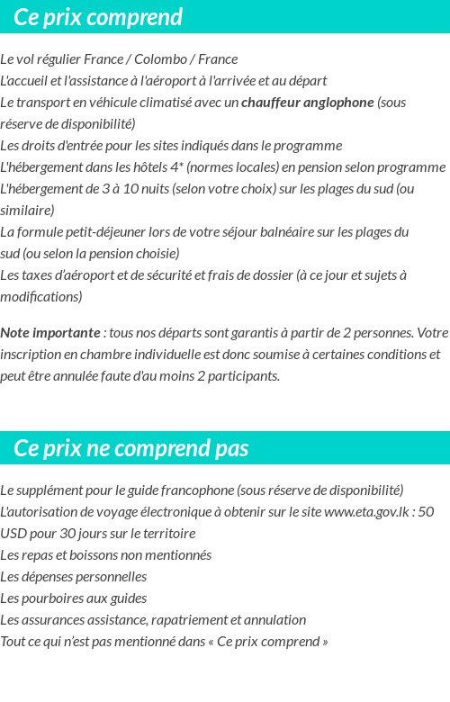 Conditions tarifaires