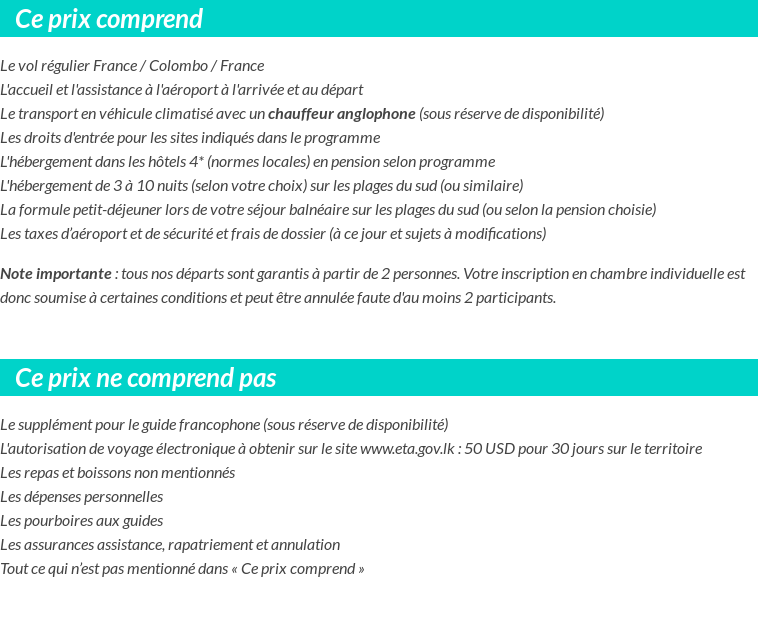 Conditions tarifaires