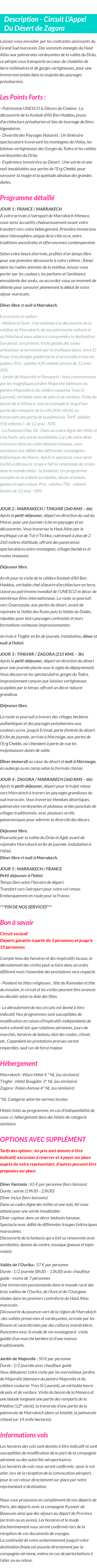 Détails du séjour