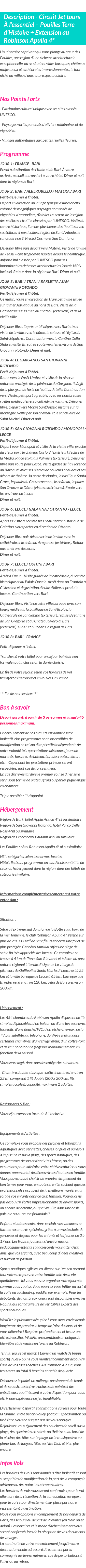 Détails du séjour
