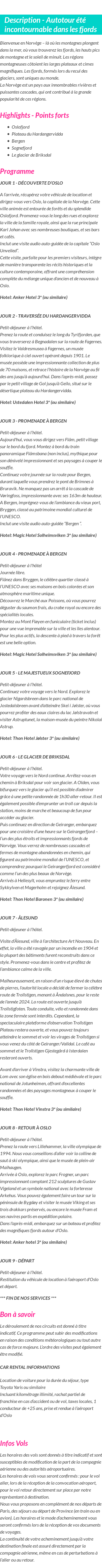 Détails du séjour
