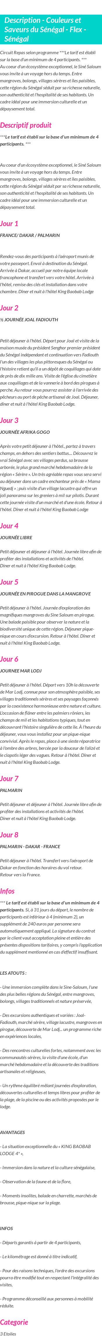 Détails du séjour