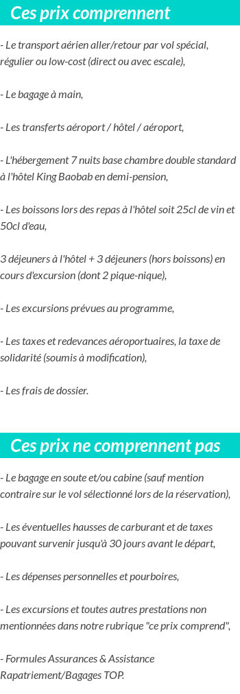 Conditions tarifaires