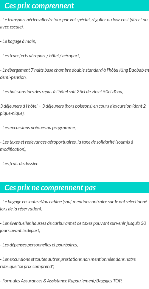 Conditions tarifaires