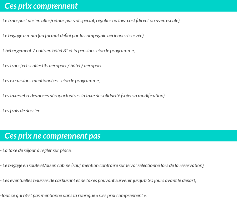 Conditions tarifaires