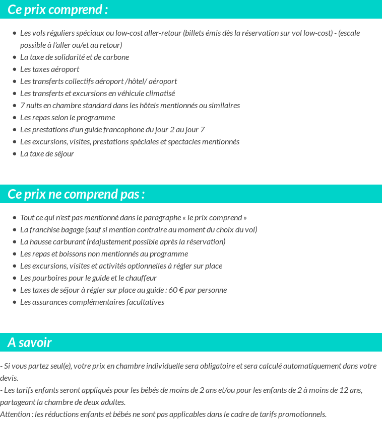 Conditions tarifaires