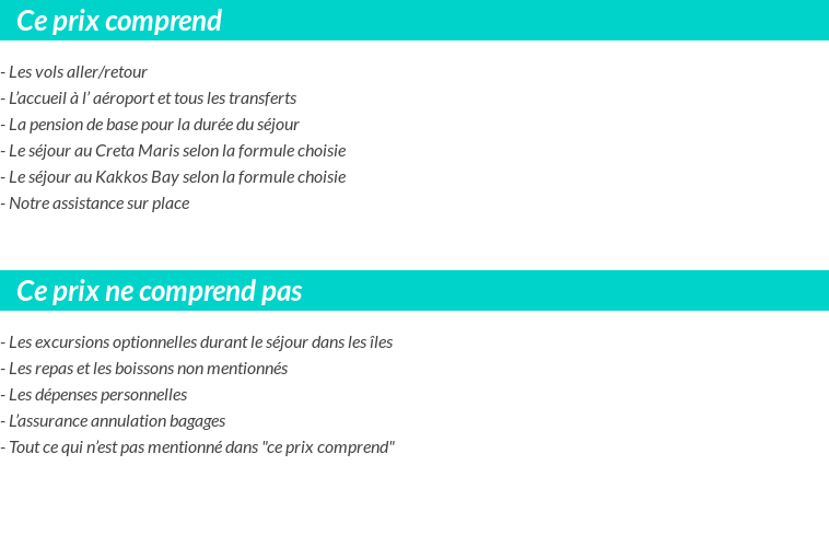 Conditions tarifaires