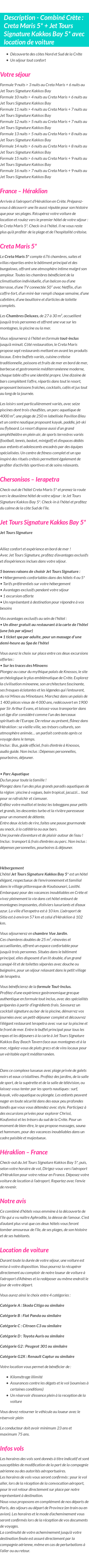 Détails du séjour