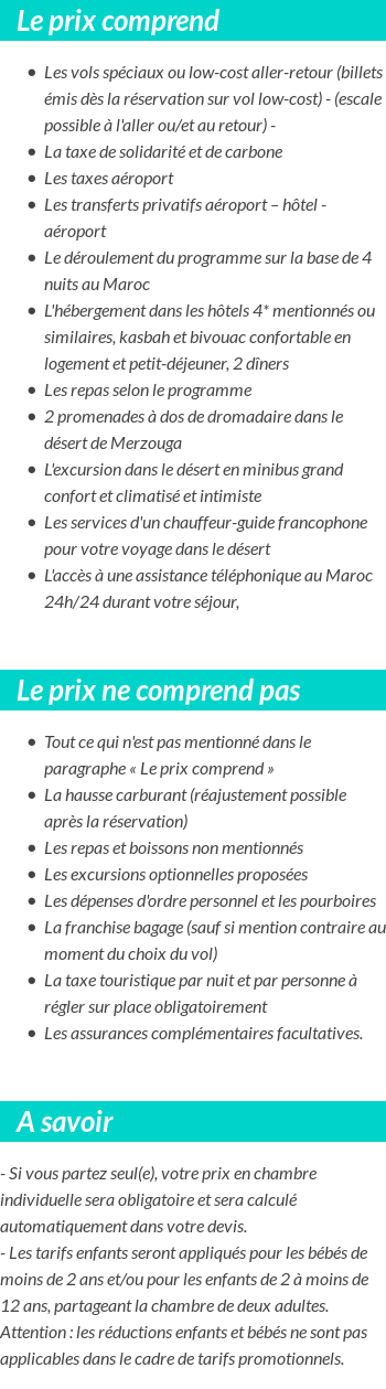 Conditions tarifaires